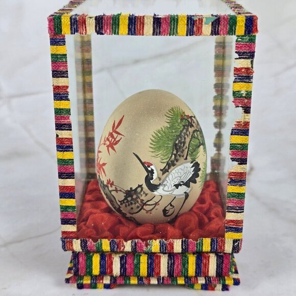 Set of 3 Handpainted Eggs in Individual Boxes Asian Design Hand Painted Vintage - Picture 2 of 16